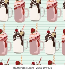 delicious and refreshing milkshakes seamless pattern