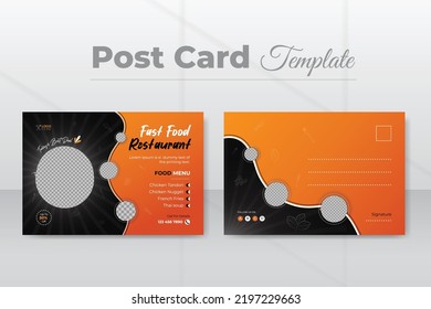 Delicious and restaurant food postcard design template Restaurant Food Menu EDDM with gradient color