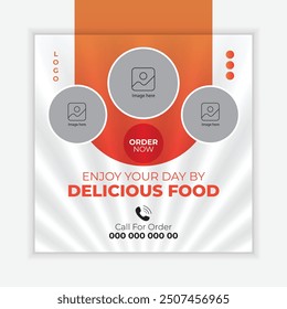 Delicious Restaurant Food Social Media Post Design or Web Banner Design Template