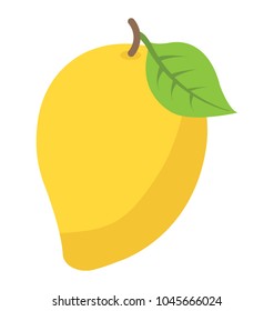 Delicious ripe mango with green leaf 