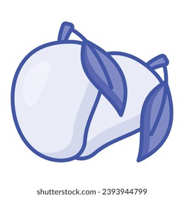 Delicious ripe mangoes with leaf, mango fruit icon design in trendy style