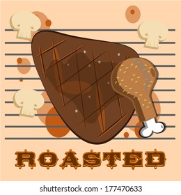 delicious roast beef, chicken and grilled mushrooms.