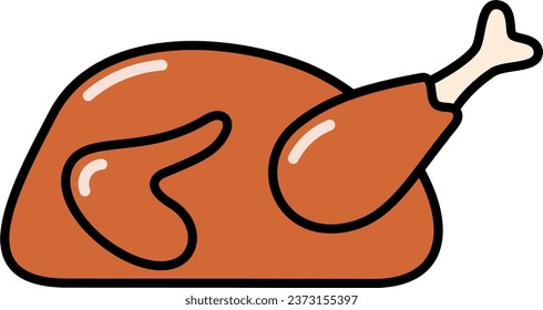 delicious roast chicken cartoon vector