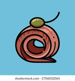 Delicioso icono de comida de carne de res rostizada o jamón para el diseño de carnicería. Ilustración vectorial