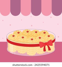 Delicious rose cookies in jar with ribbon illustration