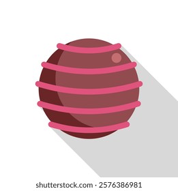 Delicious round chocolate candy with pink stripes, a perfect representation of a sweet treat 