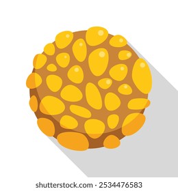 Delicious round cookie covered with yellow icing, isolated on white background