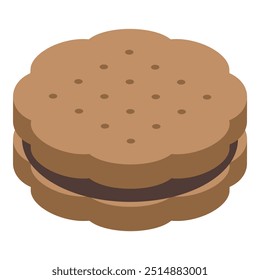 Delicious round cookie having chocolate filling is ready to eat