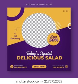 Delicious Salad. Food Social Media Post Template