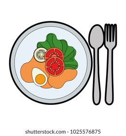 delicious salad healthy food with cutlery