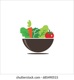 Delicious Salad Vegan Icon on the Bowl Vector Design Illustration logo