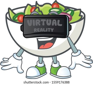 Delicious salad of the virtual reality cartoon character
