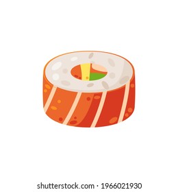 Köstliche Lachs-Sushi-Vektorgrafik, japanische Food-Illustration einzeln auf Weiß