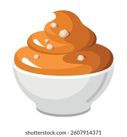 Delicious salted caramel in a white bowl on a clean background, perfect for desserts and toppings