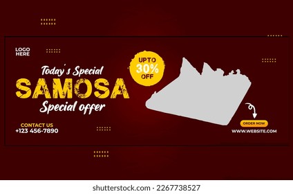 Delicious samosa and food menu cover template