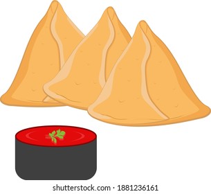 Delicious samosa ,illustration, vector on white background.