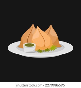 Delicious Samosa Meal Indian Snacks Icon Sign Design Vector