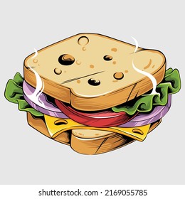 delicious Sandwich for breakfast illustration