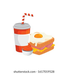 delicious sandwich and drink food isolated icon vector illustration design