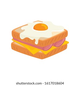 delicious sandwich with egg fried isolated icon vector illustration design