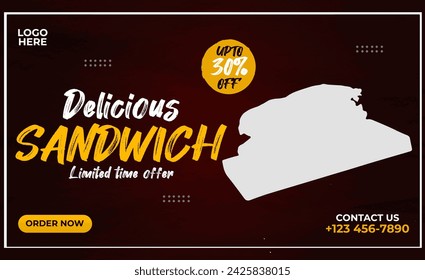 Delicious sandwich and food menu web banner