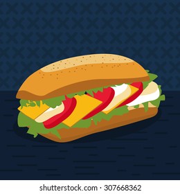 Delicious Sandwich Illustration with Cheese and Tomato