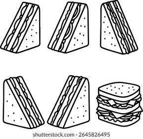 Deliciosas ilustrações em sanduíche Uma coleção de desenhos simples e atraentes
