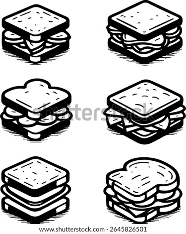 Delicious Sandwich Illustrations Six Unique Designs for Your Culinary Projects
