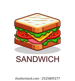 Delicious sandwich logo vector illustration template retro emblem art icon hand draw