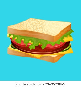 Delicious Sandwich Vector Design Artwork on blue background