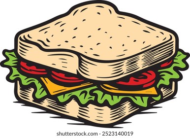 Delicious Sandwiches on Plate Illustration Vector
