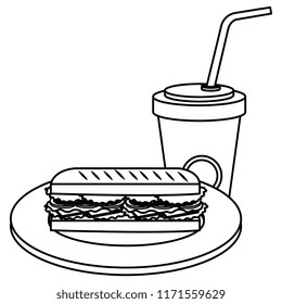 delicious sandwish and soda
