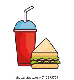 delicious sandwish and soda