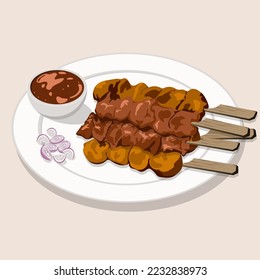 Deliciosa ilustración satay en el diseño vectorial