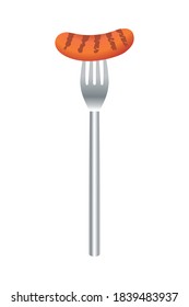 delicious sausage food in fork cutlery vector illustration design