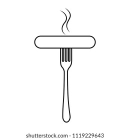 delicious sausage in fork
