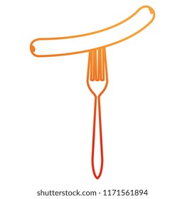 delicious sausage in fork