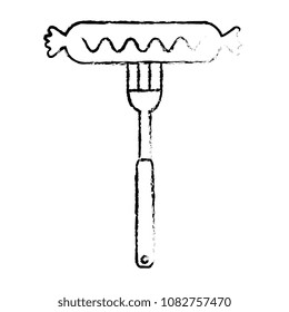 delicious sausage grill with fork