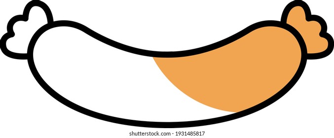 Delicious sausage, illustration, vector on white background.