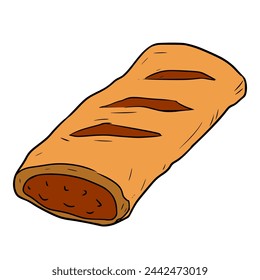 delicious sausage roll illustration vector