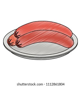 Delicious sausages isolated scribble