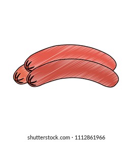 Delicious sausages isolated scribble