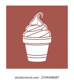 Delicious scoop of creamy vanilla soft serve ice cream elegantly swirled inside a classic waffle cone against a warm terracotta backdrop for summer desserts marketing and food