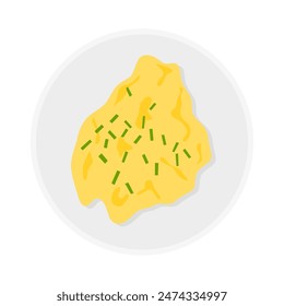 Delicious Scrambled Eggs with Green onion, A Breakfast Delight Vector Illustration