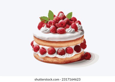 delicious and scrumptious cake with strawberries