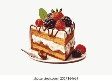 delicious and scrumptious cake with strawberries