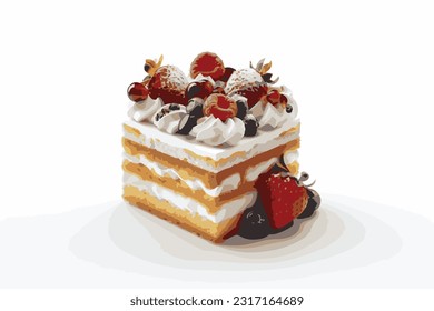 delicious and scrumptious cake with strawberries