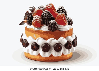 delicious and scrumptious cake with strawberries