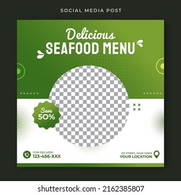 Delicious Seafood Menu. Food Social Media Post Template