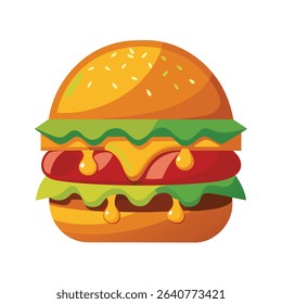 Delicious Sesame Bun Burger with Cheese and Lettuce